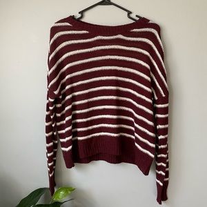 Maroon and white striped sweater
